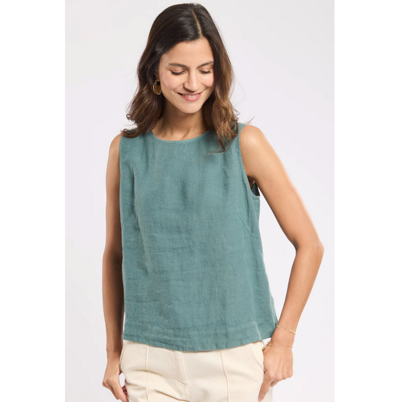 Button-back tank top - linen (dam/Armor Lux) (bild för) Button-back tank top - linen (dam/Armor Lux)