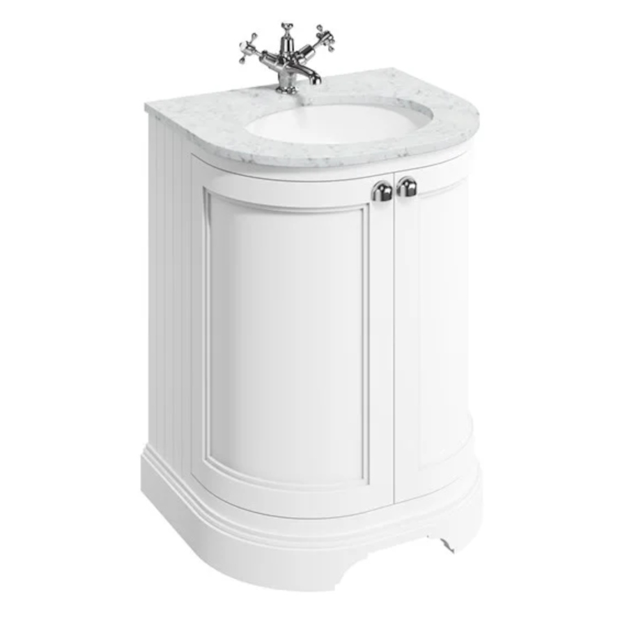 Burlington rundad badrumskommod 65 cm med skåp samt porslinshandfat/skiva (bild för) Burlington rundad badrumskommod 65 cm med skåp samt porslinshandfat/skiva